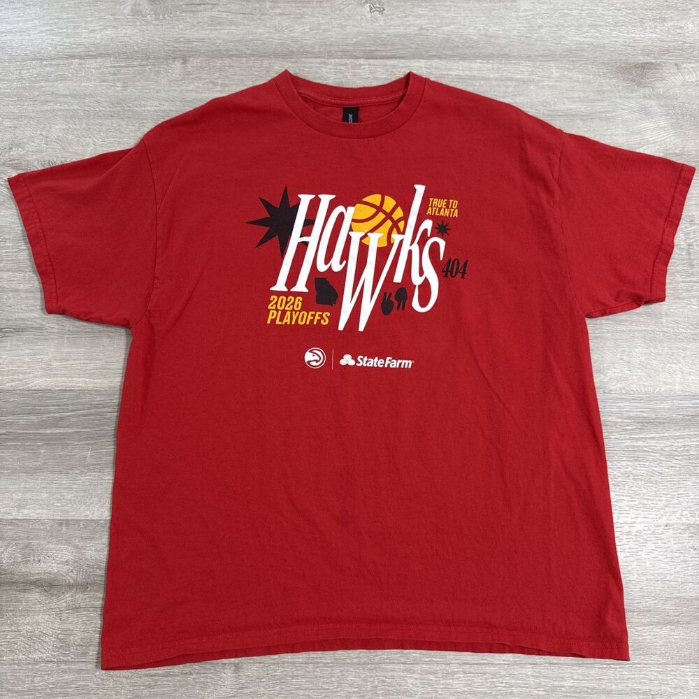 Atlanta Hawks Shirt 2026 NBA Playoffs Men’s XL Red Basketball 404 ATL